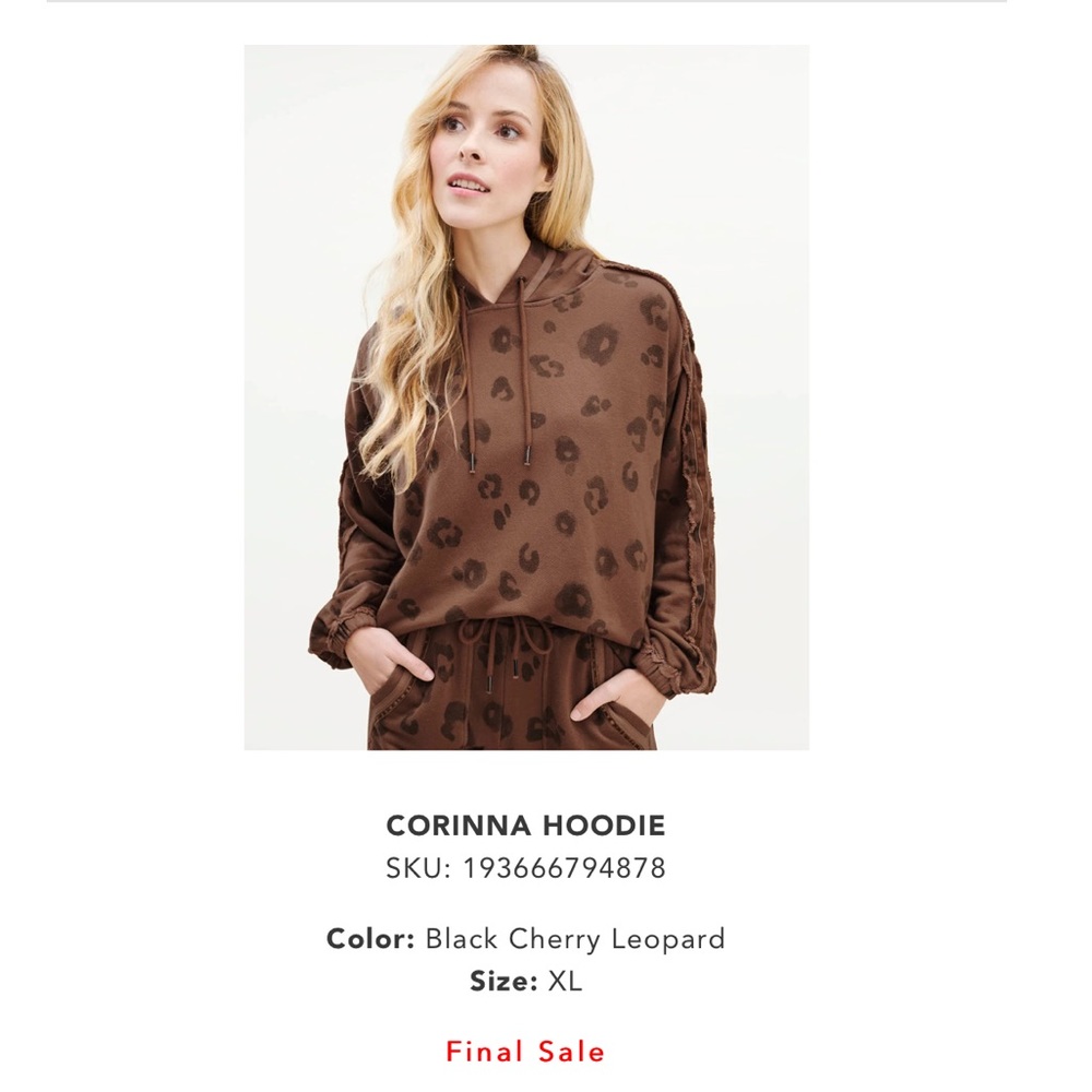 Splendid Brand Corrina Hoodie - Black Cherry Leopard NWT! Part of matching set
